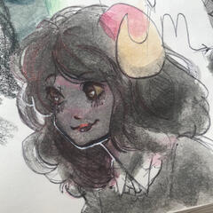 Aradia Traditional Sketch (Gouache and Ballpoint pen)